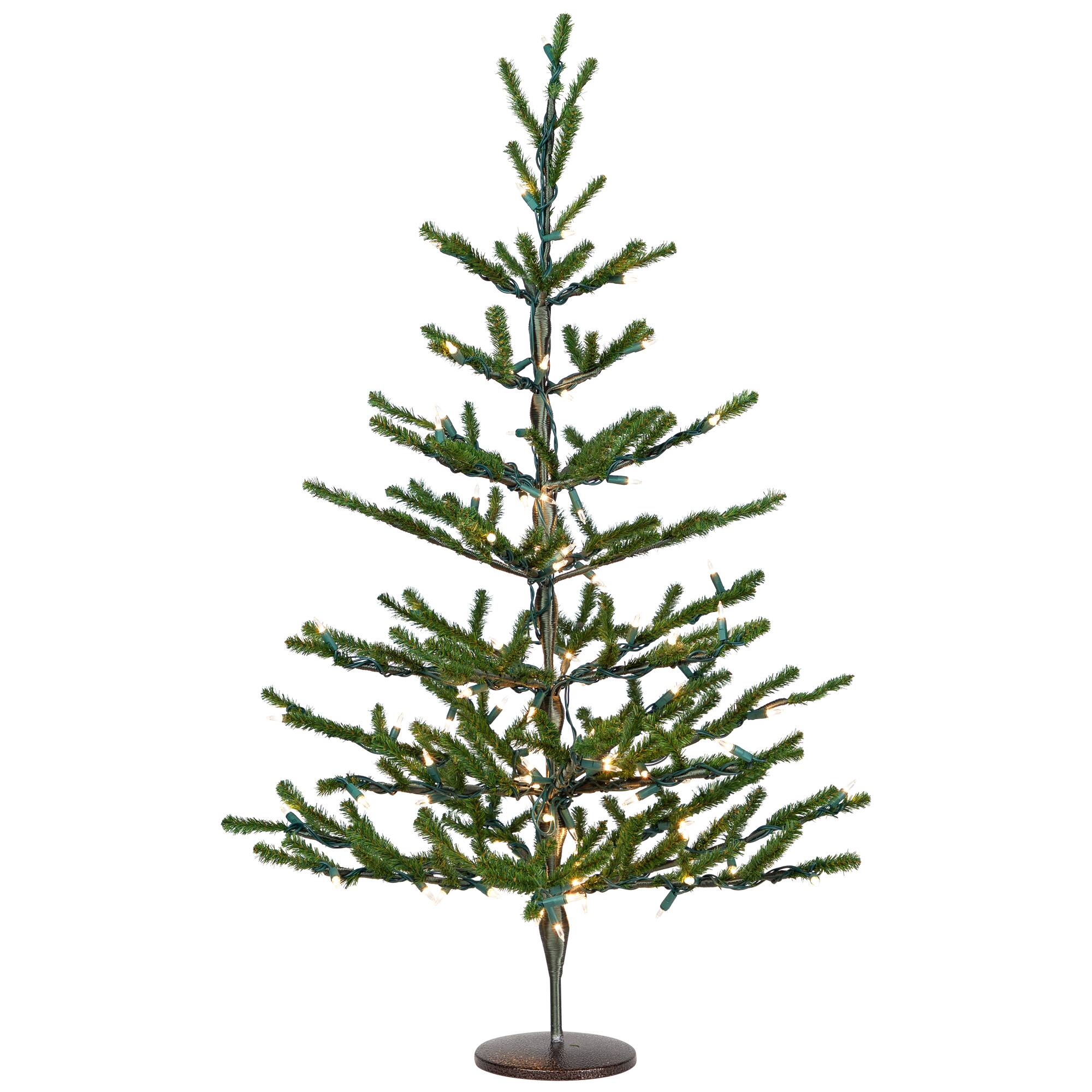 3ft. Pre-Lit Alpine Coral Artificial Christmas Tree, Clear Lights